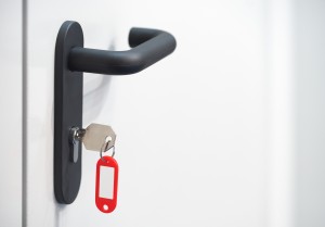 door handle and key with blank tag